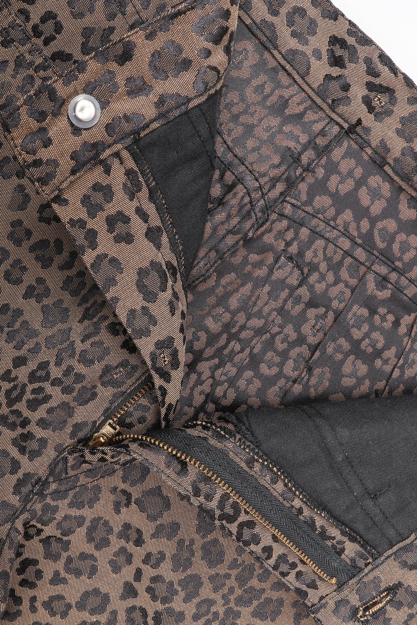 Recess Vintage Fendi Brown Leopard Jean, button fly on white background