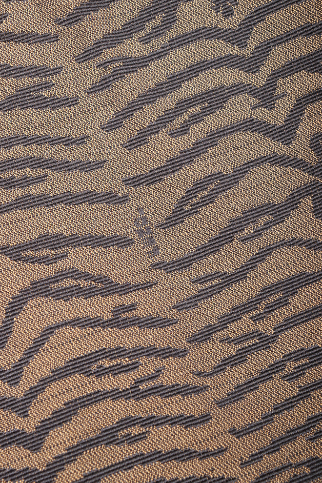 Recess Vintage Fendi Brown Tiger Twill Jean Jacket, fabric close up