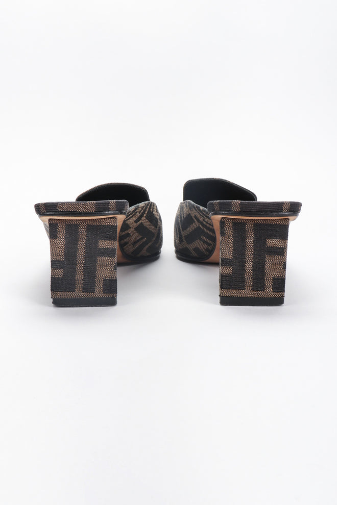 Recess Los Angeles Vintage Fendi Double F Karl Lagerfeld Zucca Monogram Block Heel Mules