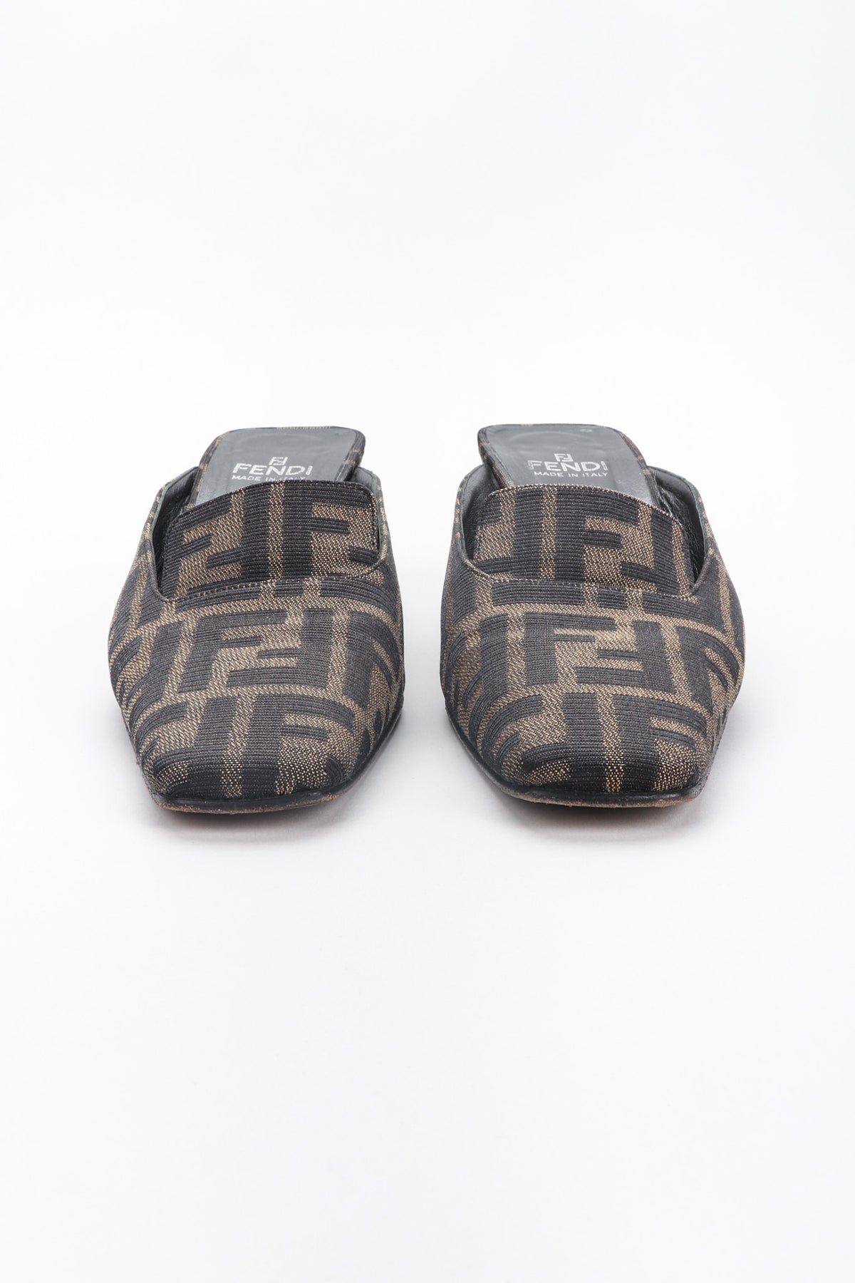 Vintage Fendi Double F Karl Lagerfeld Zucca Monogram Block Heel