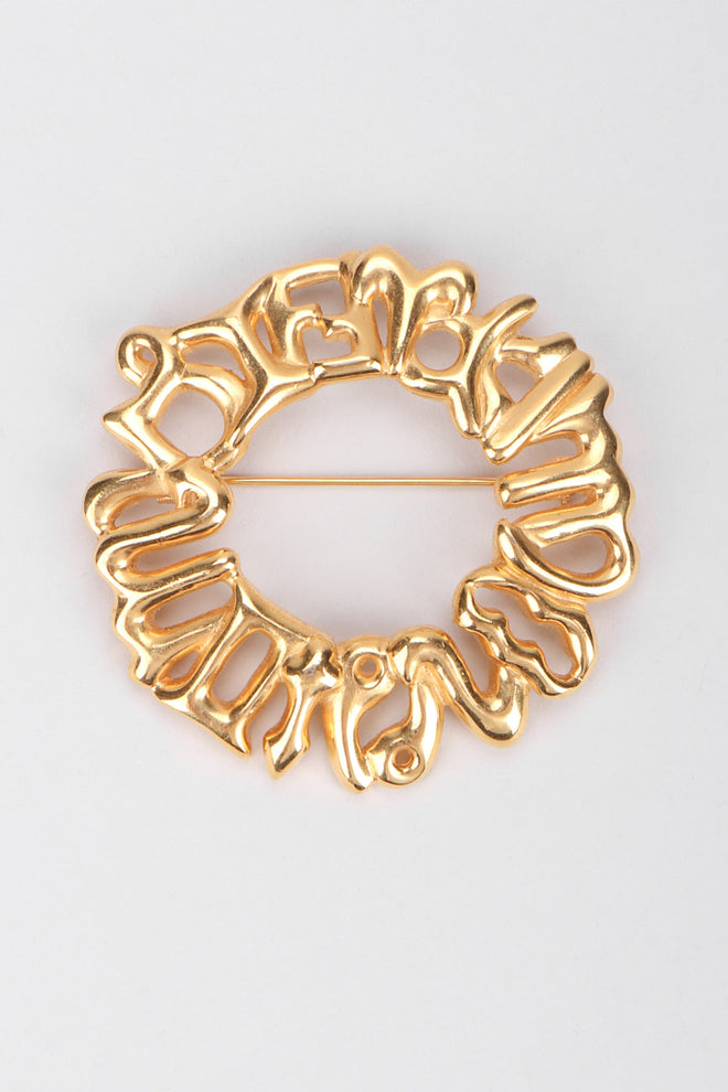 Recess Los Angeles Vintage Fendi Astrological Zodiac Wheel Star Symbol Brooch