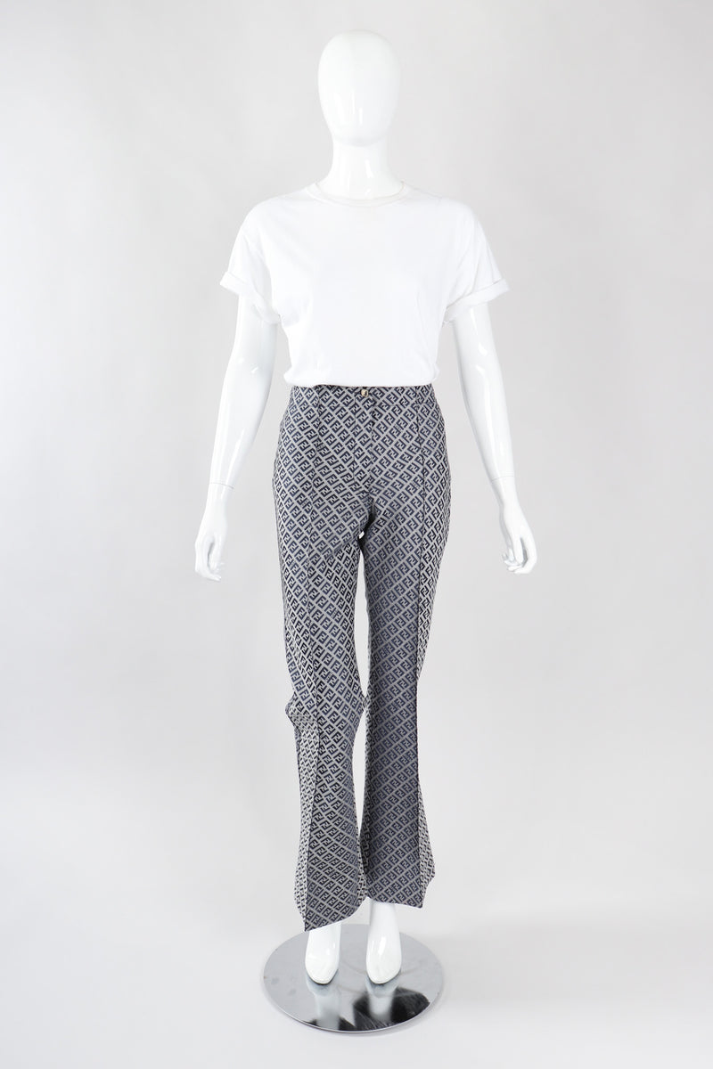 Recess Los Angeles Vintage Fendi Karl Lagerfeld Iridescent Zucca Monogram Trouser Flare Pant