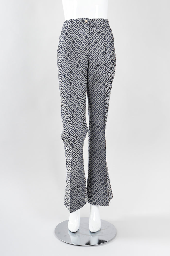 Recess Los Angeles Vintage Fendi Karl Lagerfeld Iridescent Zucca Monogram Trouser Flare Pant