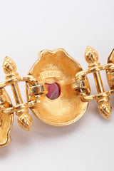 Recess Los Angeles Vintage Fendi Gold Multistone Multicolor Ladder Link Artichoke Flowers Double F Clasp