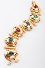Recess Los Angeles Vintage Fendi Gold Multistone Multicolor Ladder Link Artichoke Flowers Double F Clasp