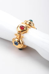 Recess Los Angeles Vintage Fendi Gold Multistone Multicolor Ladder Link Artichoke Flowers Double F Clasp