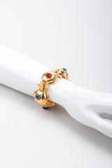 Recess Los Angeles Vintage Fendi Gold Multistone Multicolor Ladder Link Artichoke Flowers Double F Clasp