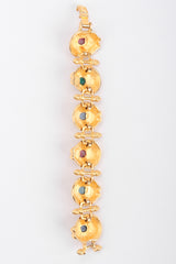 Recess Los Angeles Vintage Fendi Gold Multistone Multicolor Ladder Link Artichoke Flowers Double F Clasp
