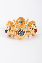 Recess Los Angeles Vintage Fendi Gold Multistone Multicolor Ladder Link Artichoke Flowers Double F Clasp