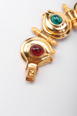 Recess Los Angeles Vintage Fendi Gold Multistone Multicolor Ladder Link Artichoke Flowers Double F Clasp