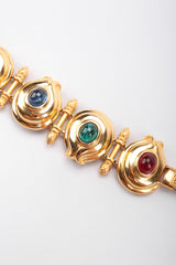 Recess Los Angeles Vintage Fendi Gold Multistone Multicolor Ladder Link Artichoke Flowers Double F Clasp