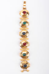 Recess Los Angeles Vintage Fendi Gold Multistone Multicolor Ladder Link Artichoke Flowers Double F Clasp