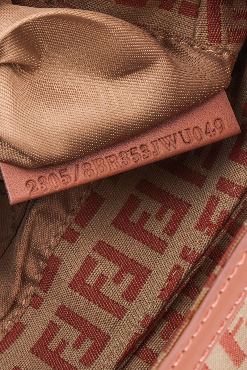 Recess Los Angeles Vintage Fendi Zucca Double F Monogram Magnetic Closure Tan Pink Leather Strap