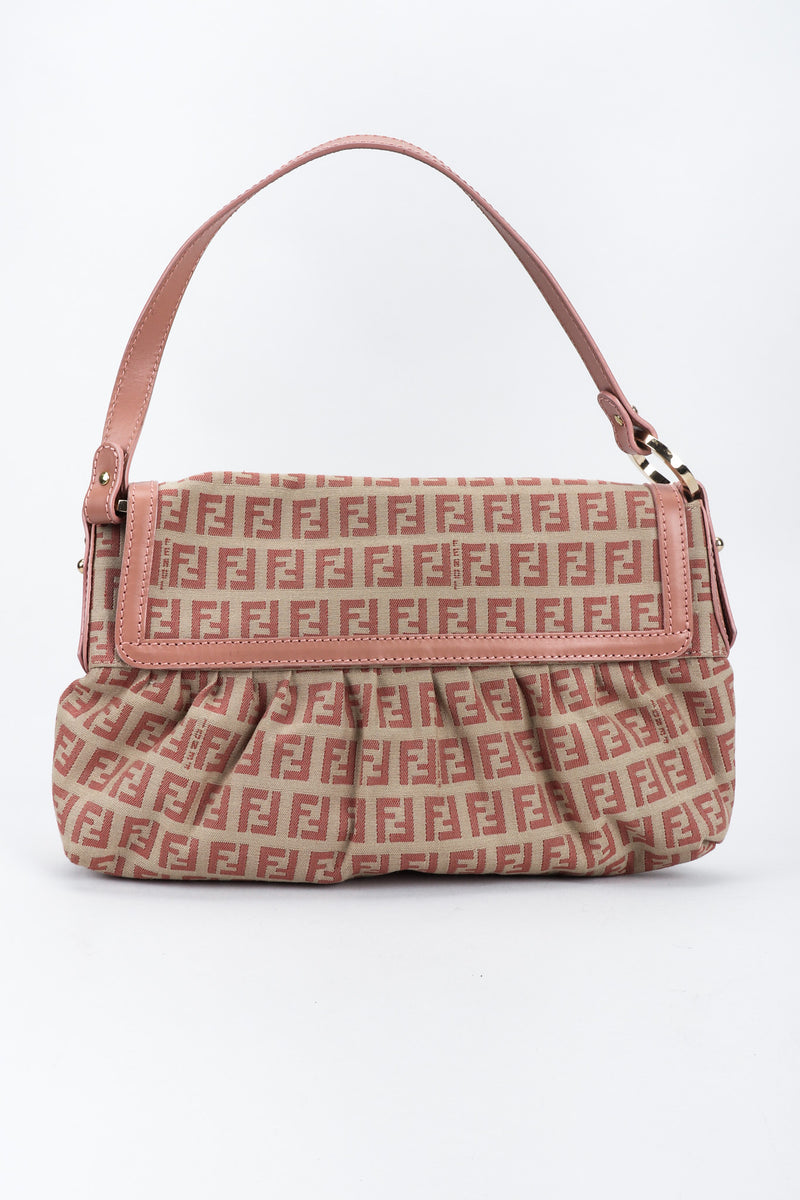 Vintage Fendi Zucca Double F Monogram Magnetic Closure Tan Pink
