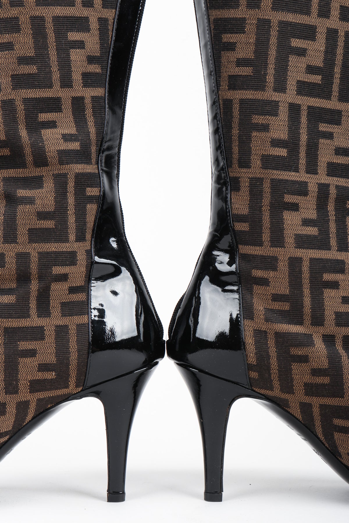 Vintage Fendi Zucca Double F Monogram Patent Leather Trim