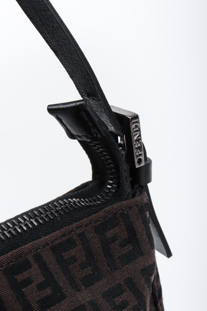 Recess Los Angeles Vintage Fendi Zucca Double F Monogram Mini Bag Brown Leather Shoulder Strap Zipper Rectangle