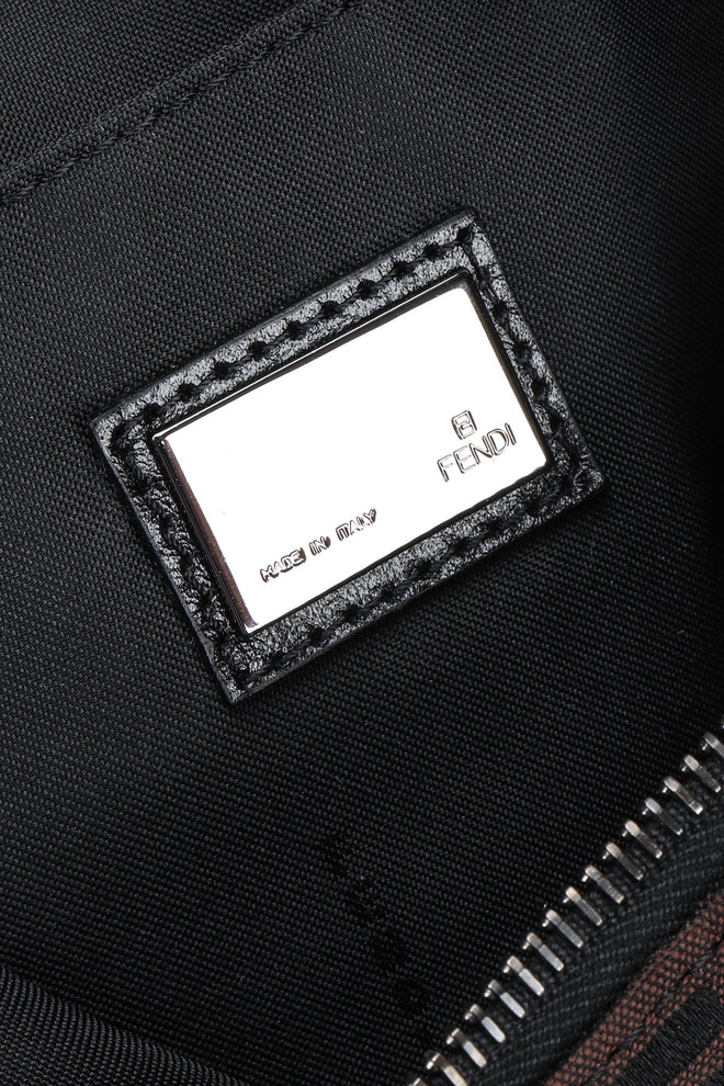 Recess Los Angeles Vintage Fendi Zucca Double F Monogram Mini Bag Brown Leather Shoulder Strap Zipper Rectangle