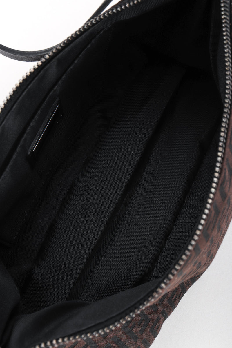Recess Los Angeles Vintage Fendi Zucca Double F Monogram Mini Bag Brown Leather Shoulder Strap Zipper Rectangle