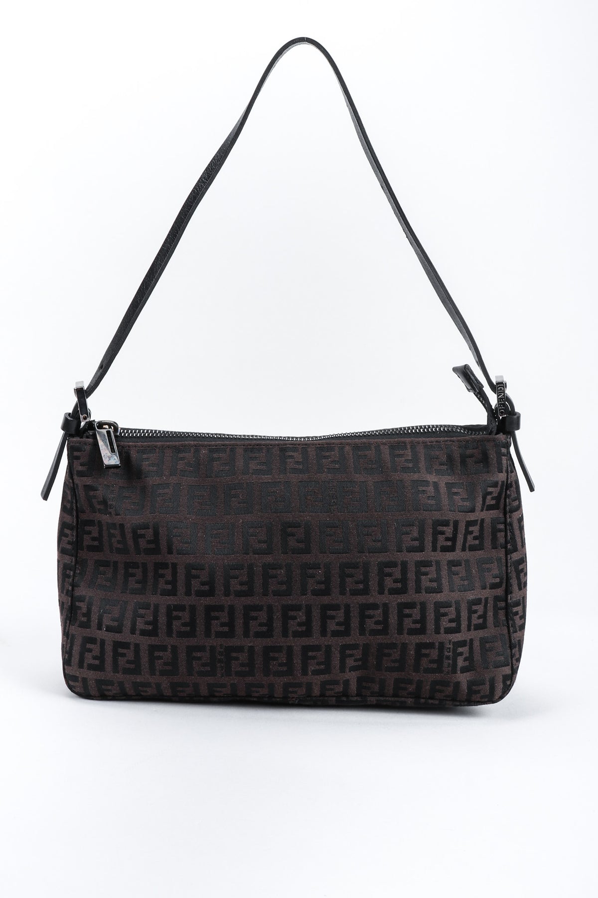 Vintage Fendi Zucca Double F Monogram Mini Bag Brown Leather