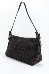Recess Los Angeles Vintage Fendi Zucca Double F Monogram Mini Bag Brown Leather Shoulder Strap Zipper Rectangle