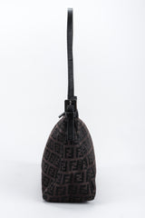 Recess Los Angeles Vintage Fendi Zucca Double F Monogram Mini Bag Brown Leather Shoulder Strap Zipper Rectangle