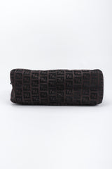 Recess Los Angeles Vintage Fendi Zucca Double F Monogram Mini Bag Brown Leather Shoulder Strap Zipper Rectangle