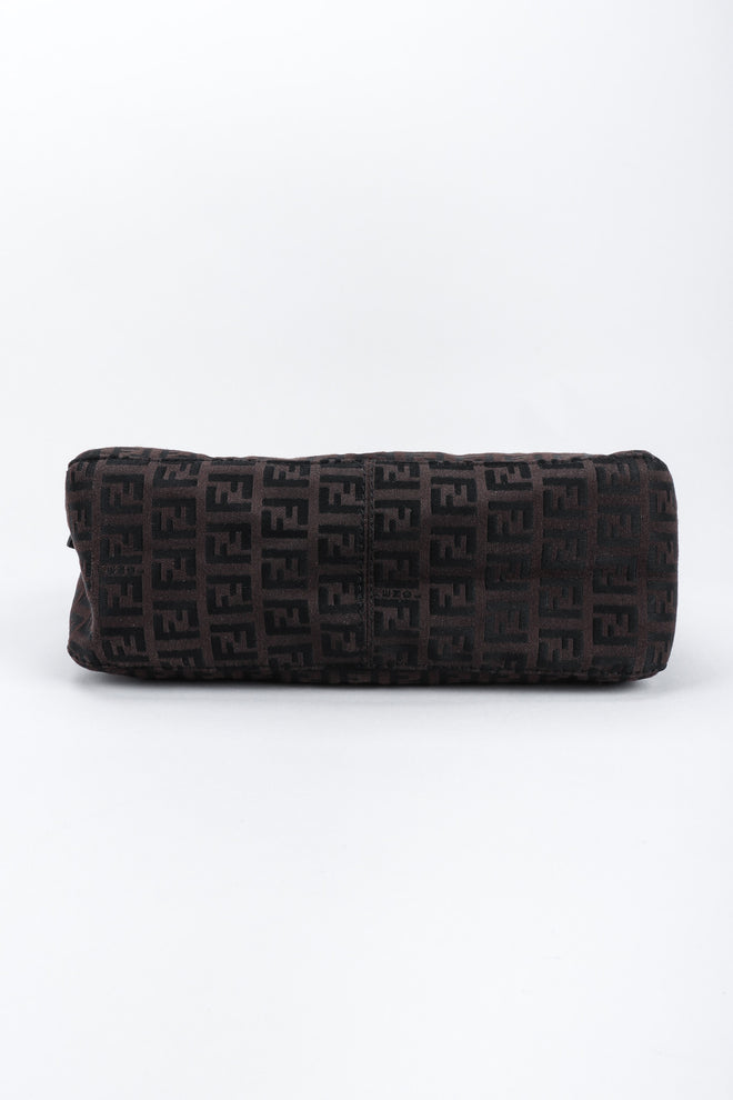 Recess Los Angeles Vintage Fendi Zucca Double F Monogram Mini Bag Brown Leather Shoulder Strap Zipper Rectangle