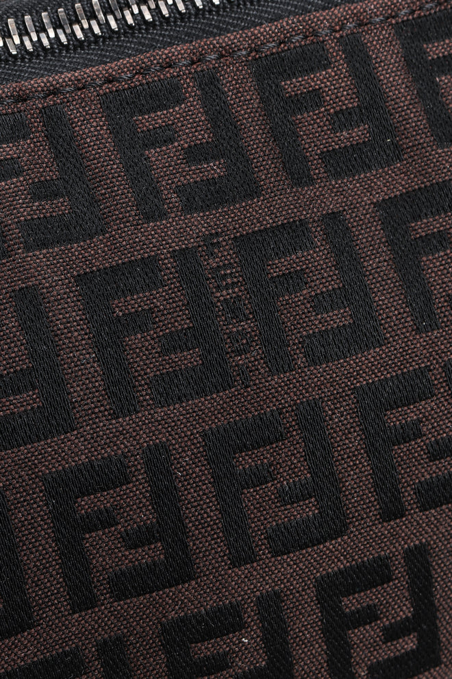 Recess Los Angeles Vintage Fendi Zucca Double F Monogram Mini Bag Brown Leather Shoulder Strap Zipper Rectangle