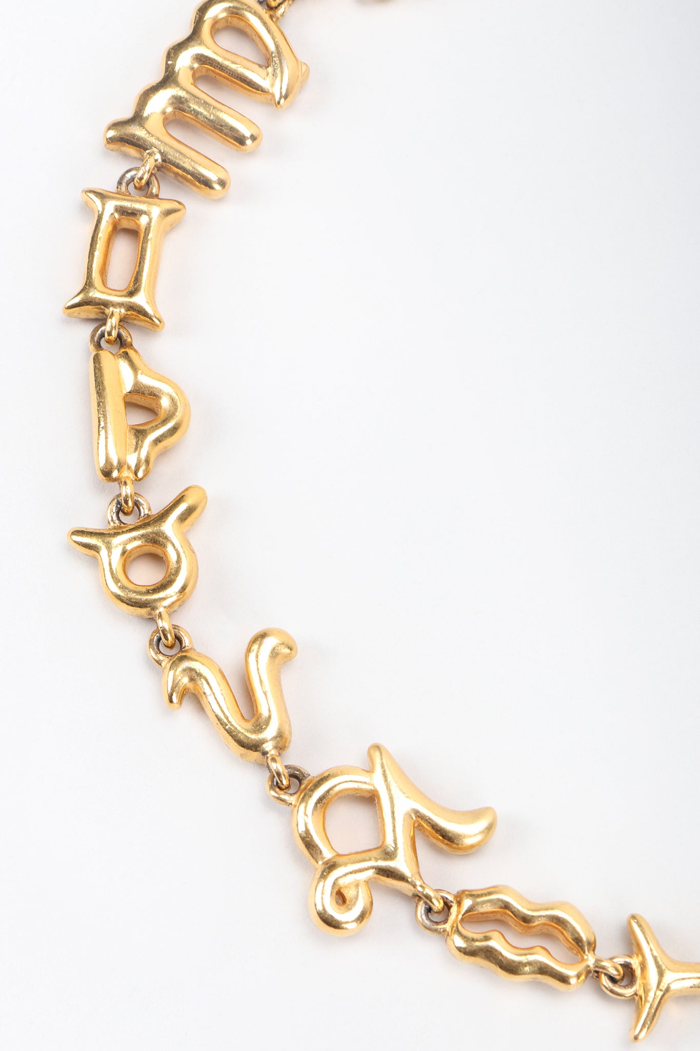 Recess Vintage Fendi Gold Astrology Symbol Collar Necklace Close Up