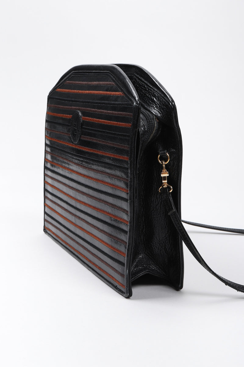 Fendi Phone Case Iphone plain leather logo Mini Shoulder Bag black