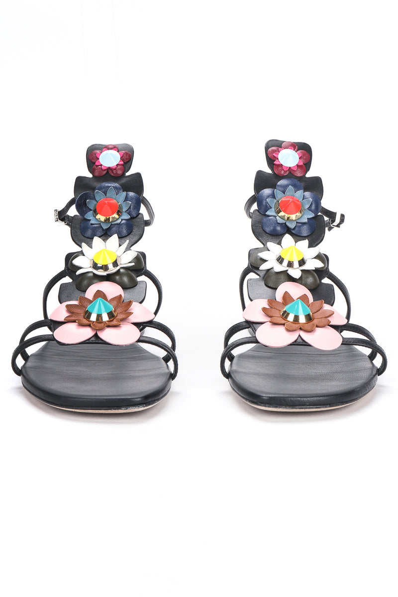 Recess Designer Consignment Vintage Fendi 2016 Flowerland Gladiator Leather Sandals Los Angeles Resale