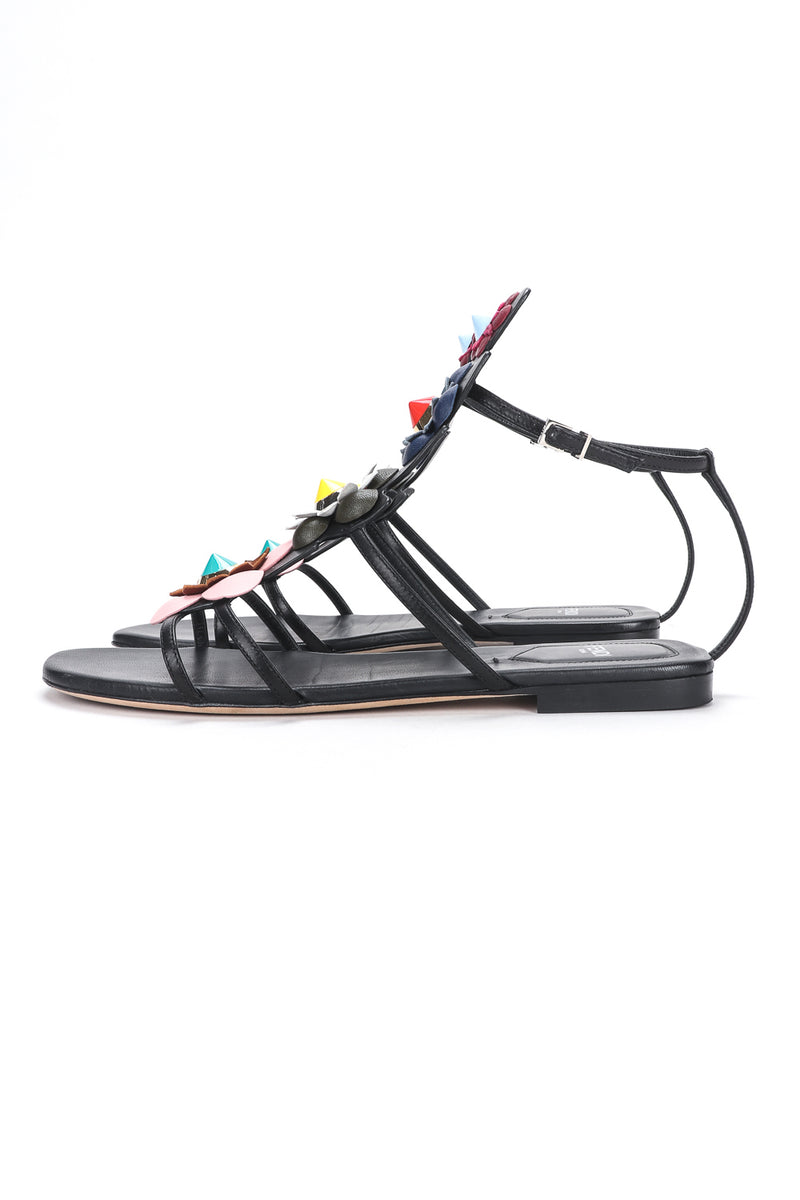 Recess Designer Consignment Vintage Fendi 2016 Flowerland Gladiator Leather Sandals Los Angeles Resale