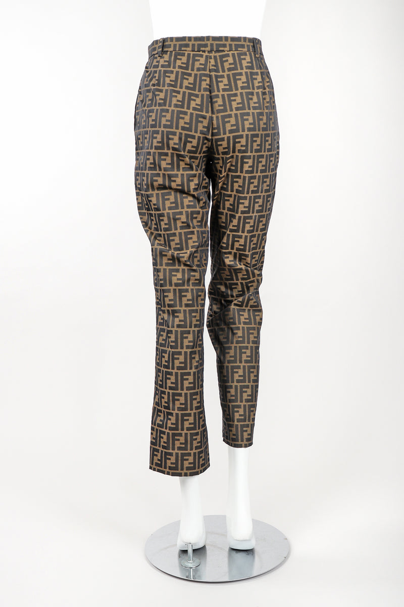 Recess Vintage Fendi Brown Monogram Zucca Logo Pant, Back View On Mannequin