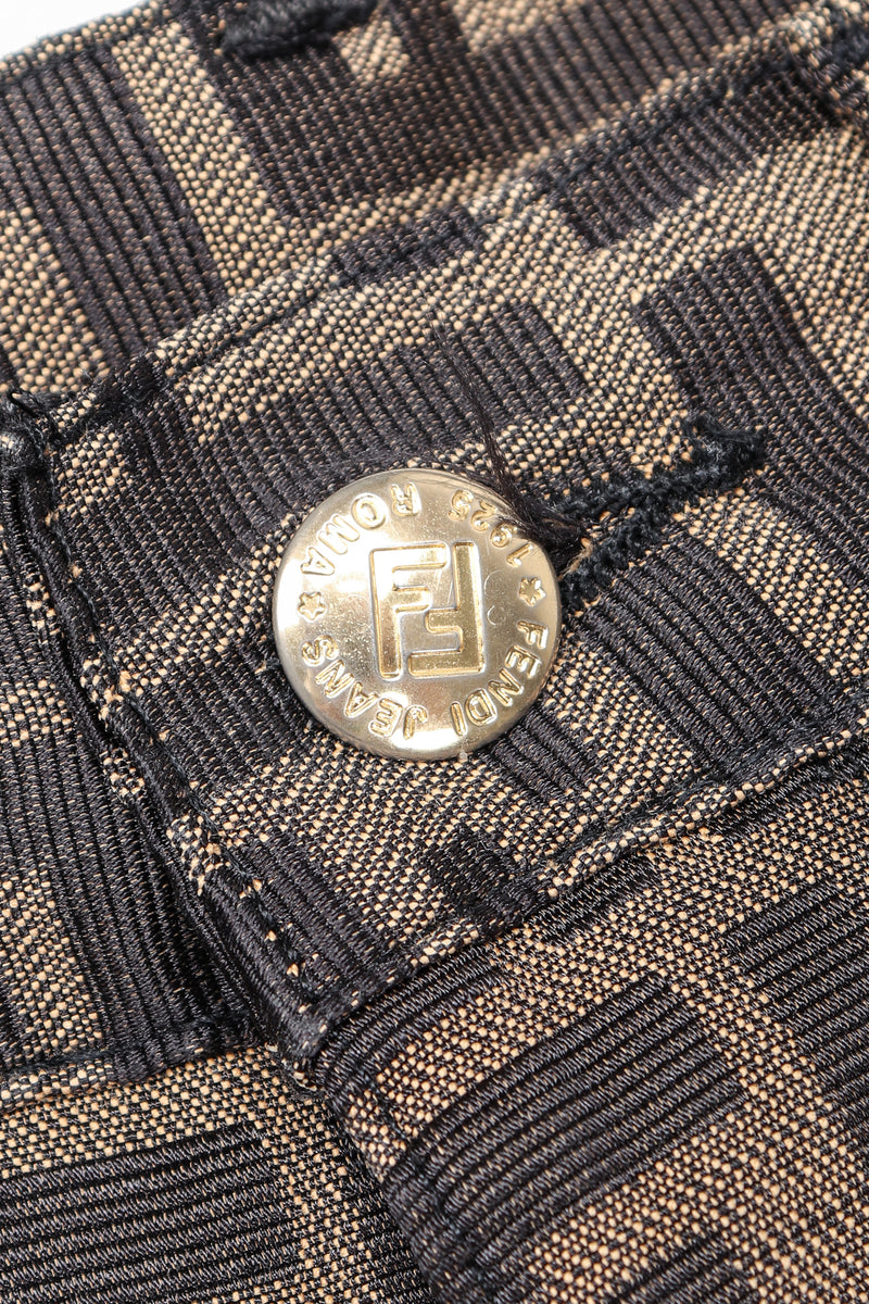 Fendi Vintage Black Zucca Logo Monogram Linen Jacquard Wide Leg