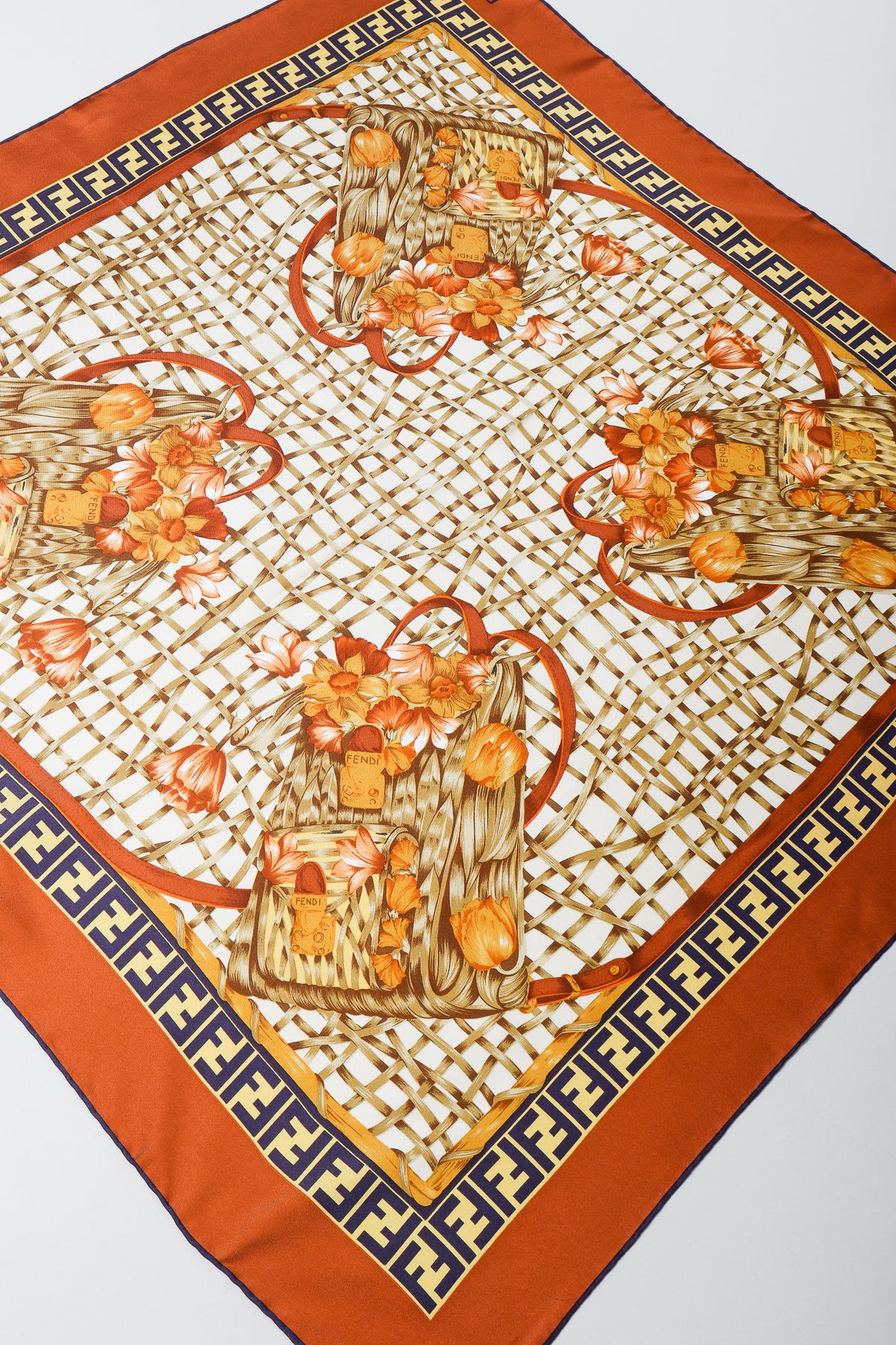 Vintage Fendi Zucca Basket Backpack Print Silk Scarf – Recess