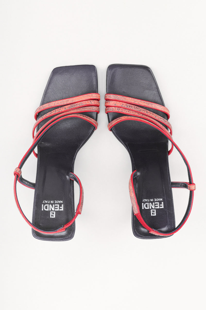 Recess Los Angeles Designer Consignment Resale Recycled Vintage Fendi Square Toe Strappy Snake Sandals
