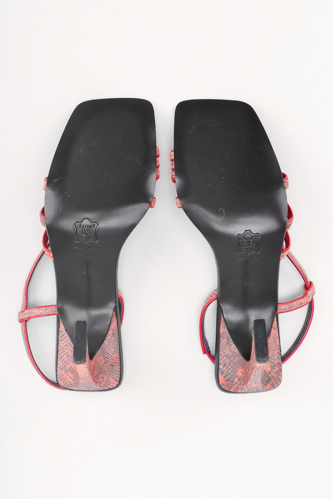 Recess Los Angeles Designer Consignment Resale Recycled Vintage Fendi Square Toe Strappy Snake Sandals