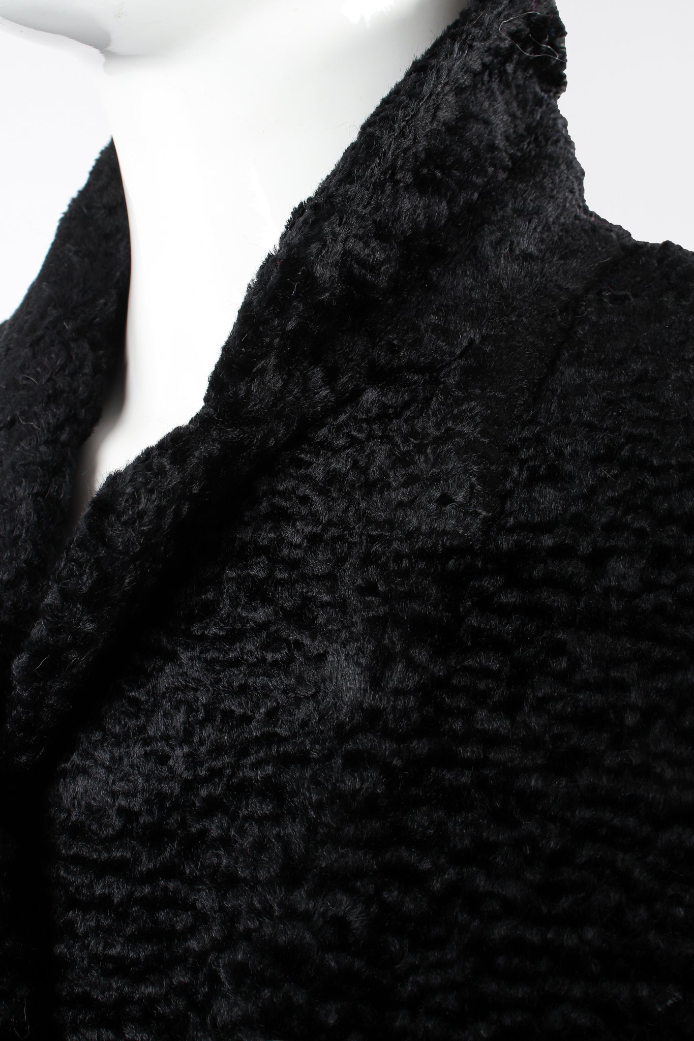 Vintage Fendi Faux Astrakhan  Curly Lamb Coat on Mannequin collar wear at Recess Los Angeles