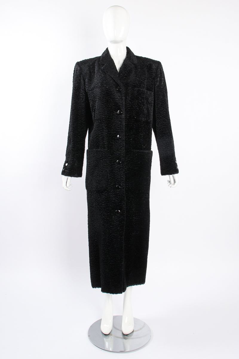 Vintage Fendi Faux Astrakhan  Curly Lamb Coat on Mannequin front at Recess Los Angeles