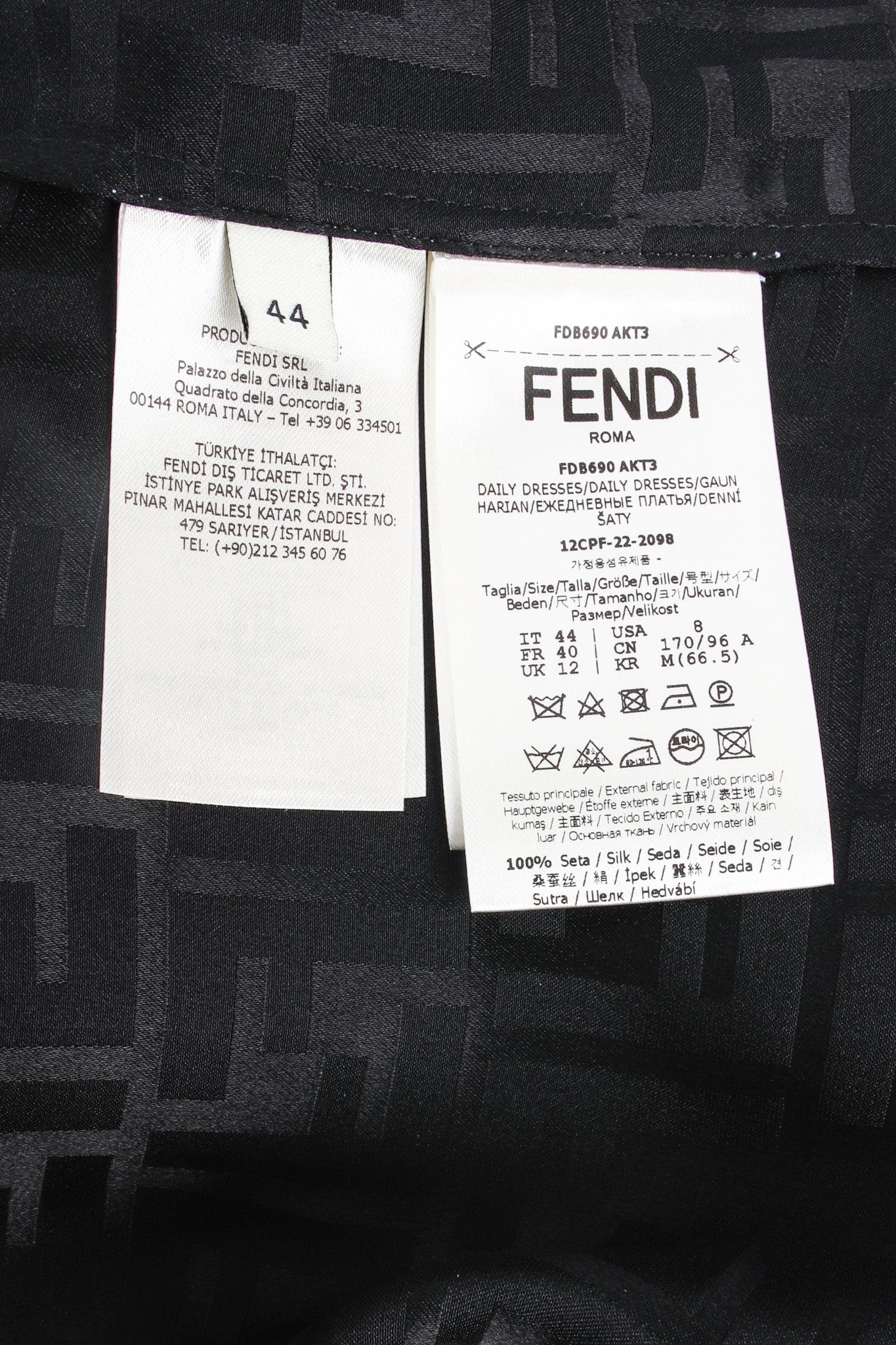 Fendi 2022 S/S Monogram Silk Dress & Scarf Shawl Set tags @ Recess LA