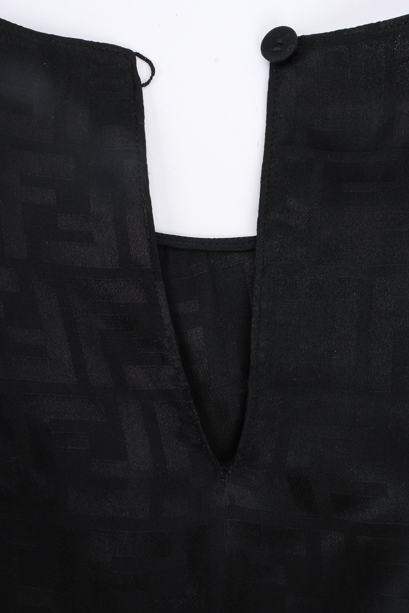 Fendi 2022 S/S Monogram Silk Dress & Scarf Shawl Set back button closure @ Recess LA