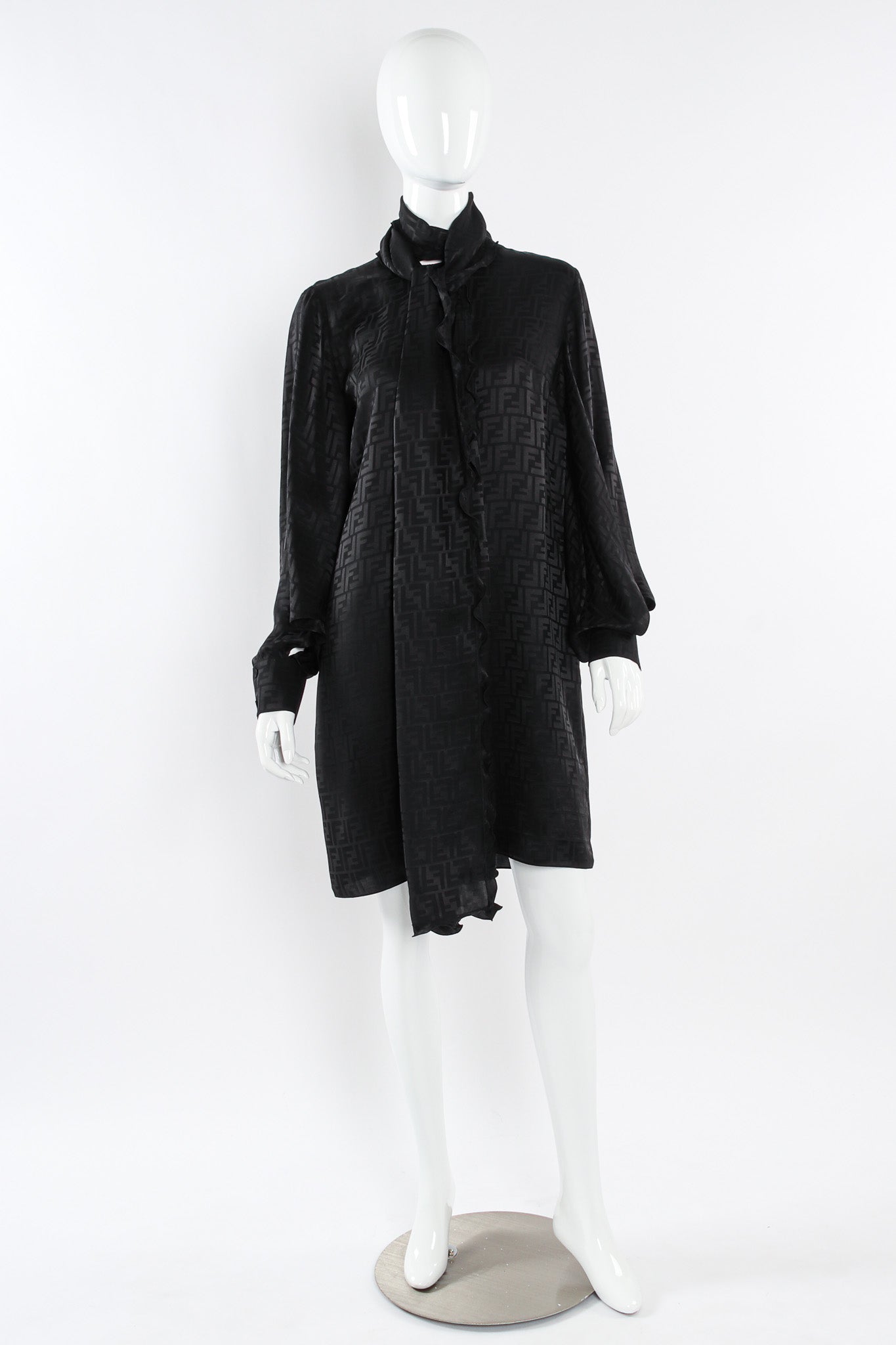 Fendi 2022 S/S Monogram Silk Dress & Scarf Shawl Set mannequin front @ Recess LA