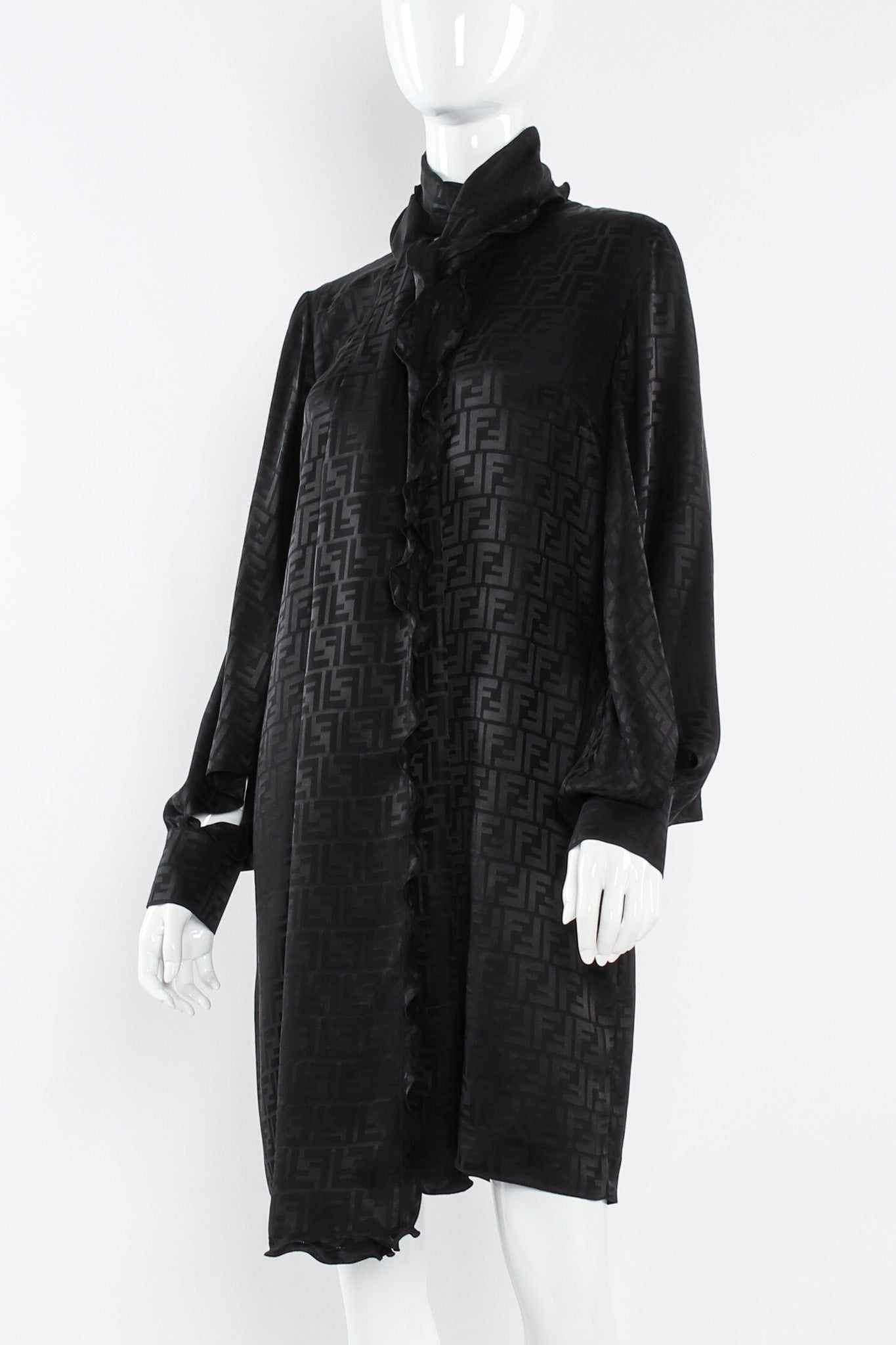 Fendi 2022 S/S Monogram Silk Dress & Scarf Shawl Set mannequin set close  @ Recess LA