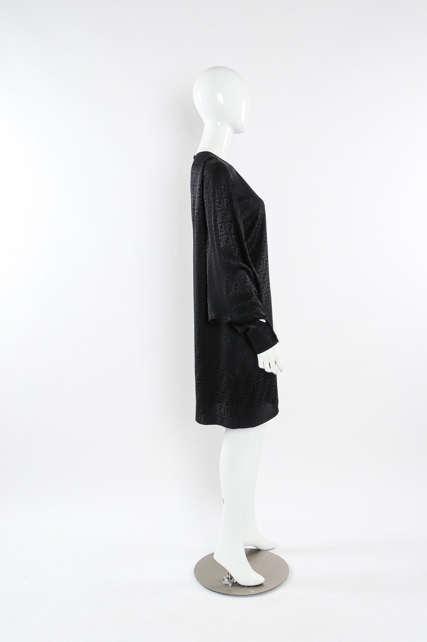 Fendi 2022 S/S Monogram Silk Dress & Scarf Shawl Set mannequin side no scarf @ Recess LA