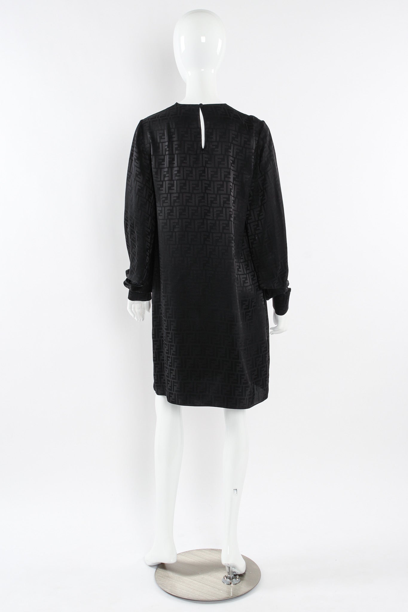 Fendi 2022 S/S Monogram Silk Dress & Scarf Shawl Set mannequin back no scarf @ Recess LA