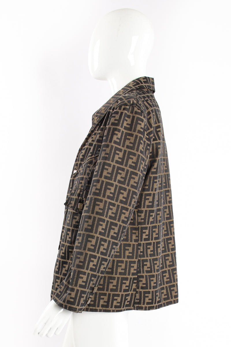 FENDI Zucca Coat Monogram FF Logo Print Vintage Reversible Zip