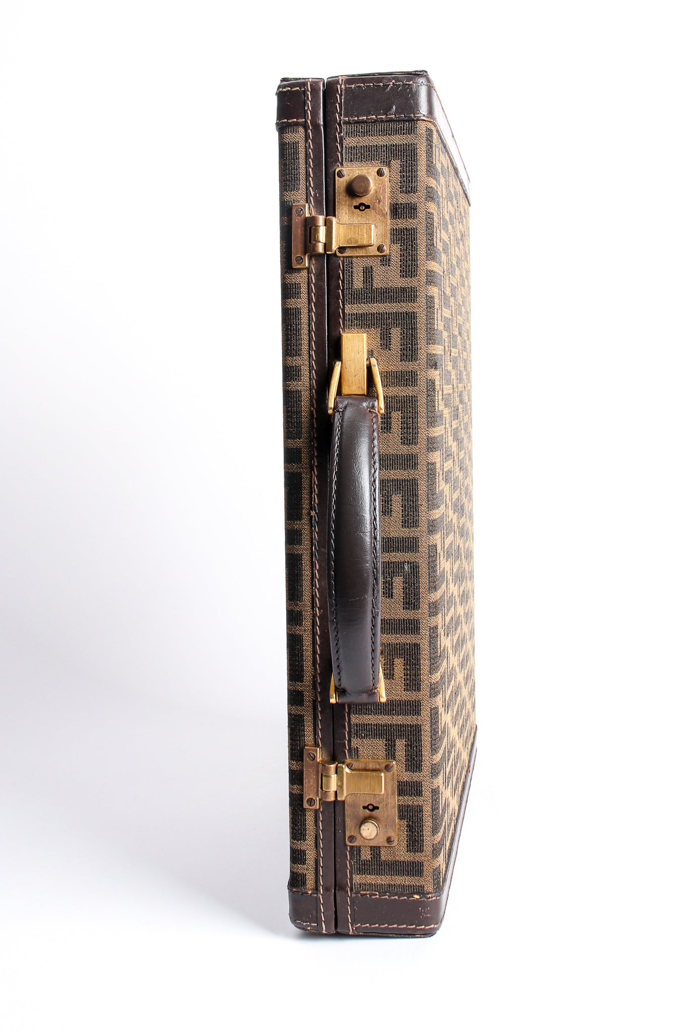 Vintage Fendi Zucca Monogram Leather Briefcase top at Recess Los Angeles
