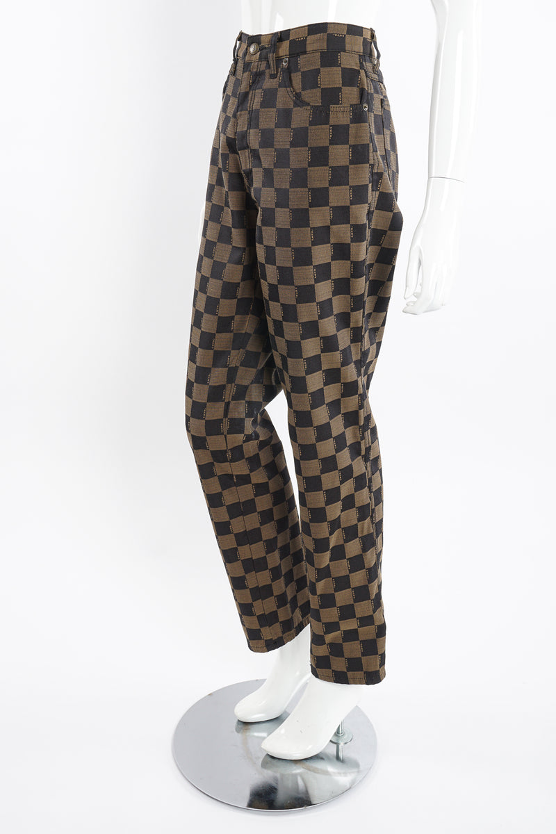 Vintage Fendi Checkerboard Monogram Pant on Mannequin angle at Recess Los Angeles