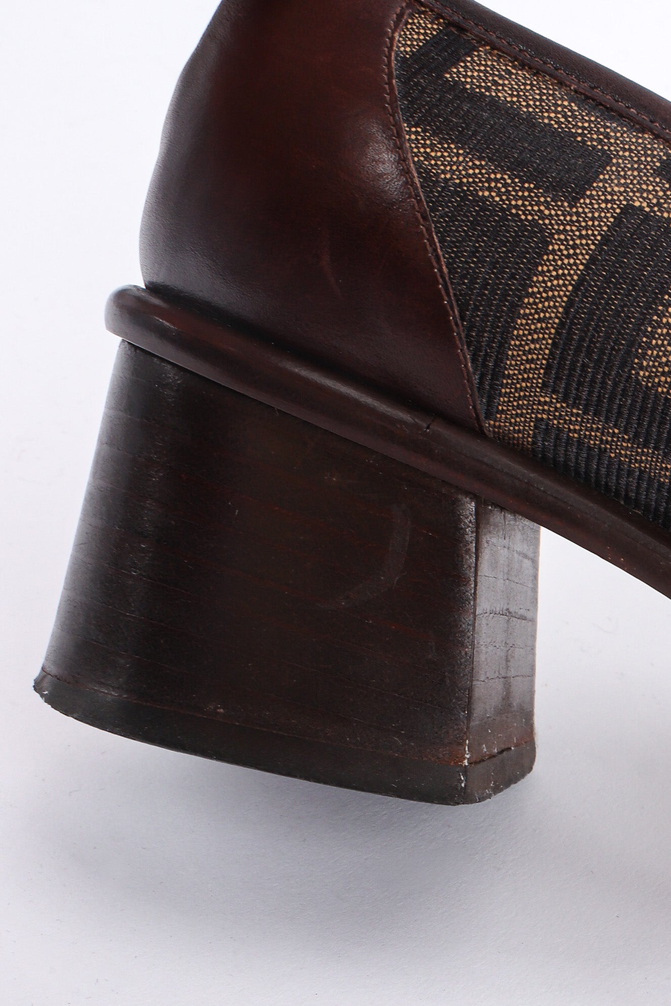 Vintage Fendi Zucca Monogram Loafers II scuff/scratches on heel @ Recess LA