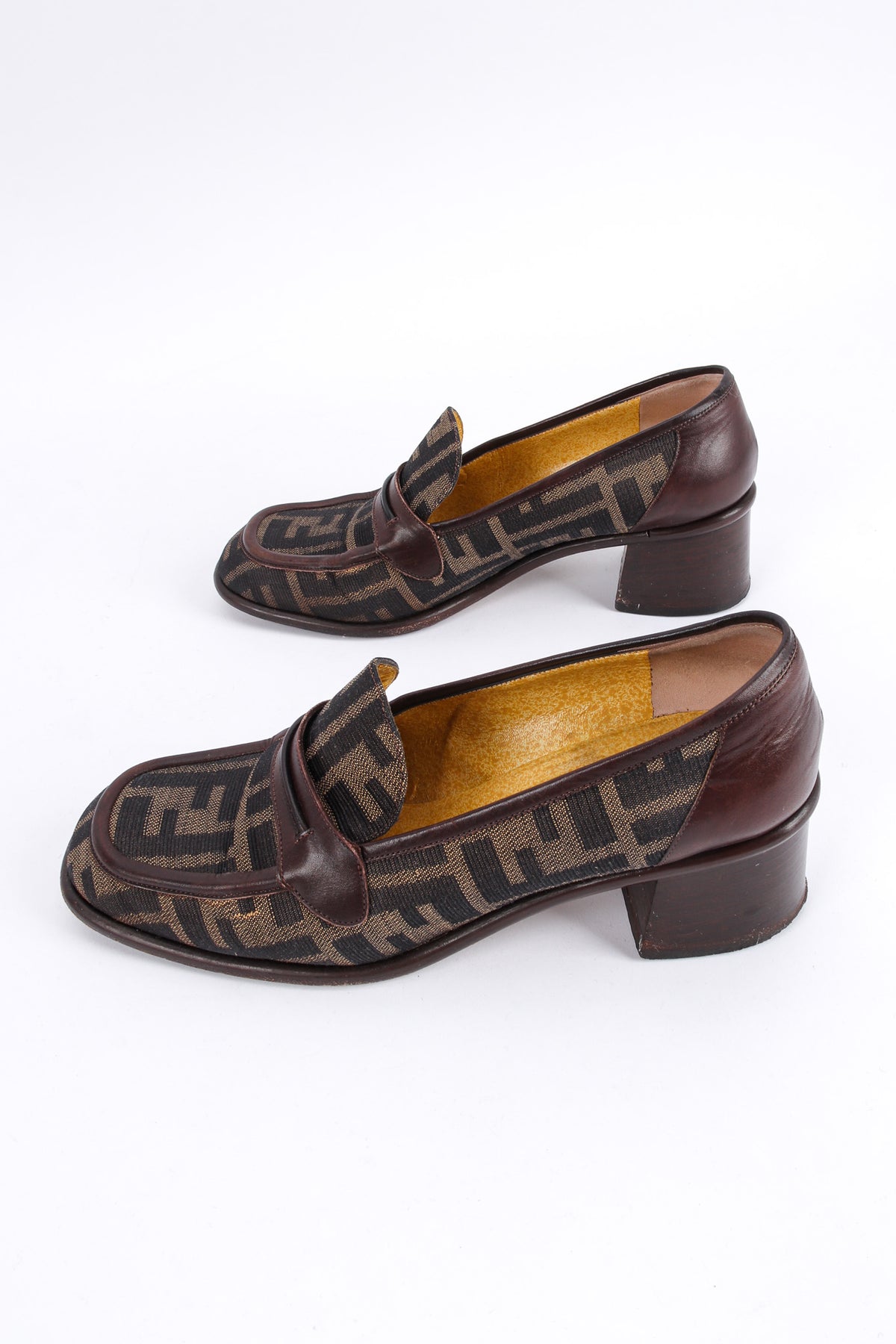 Fendi Loafers Logo Shoes Square Toe Leather Brown Daily Fendi-Men main image 2